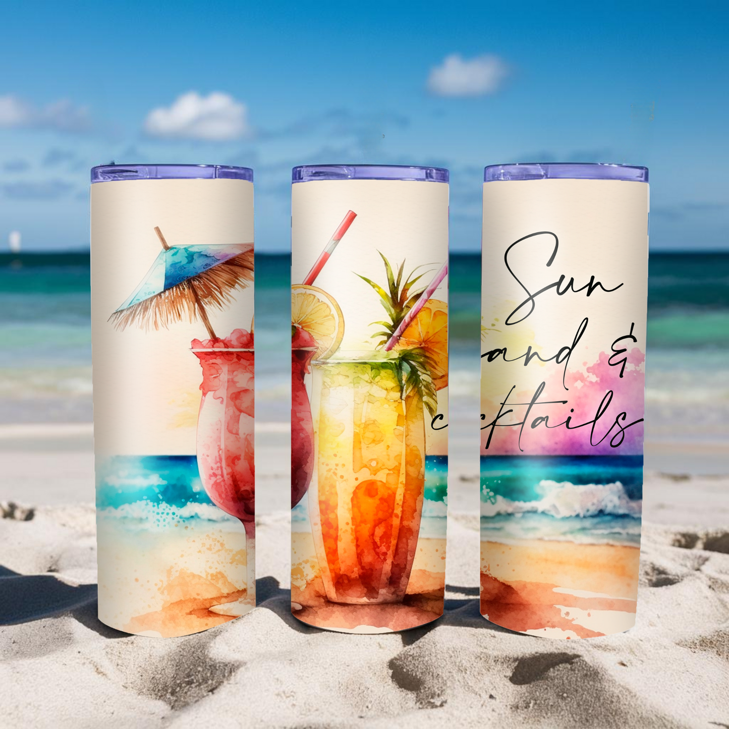 Sun, Sand & Cocktails - 20oz Stainless Steel Tumbler