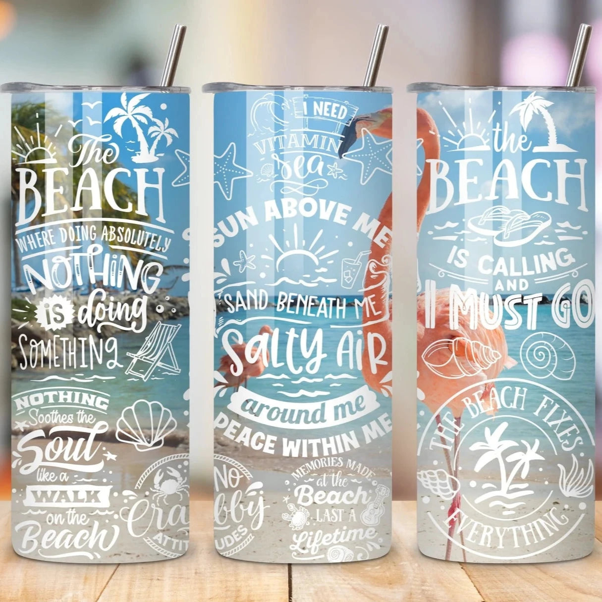 Summer Beach Vibes - 20oz Stainless Steel Tumbler