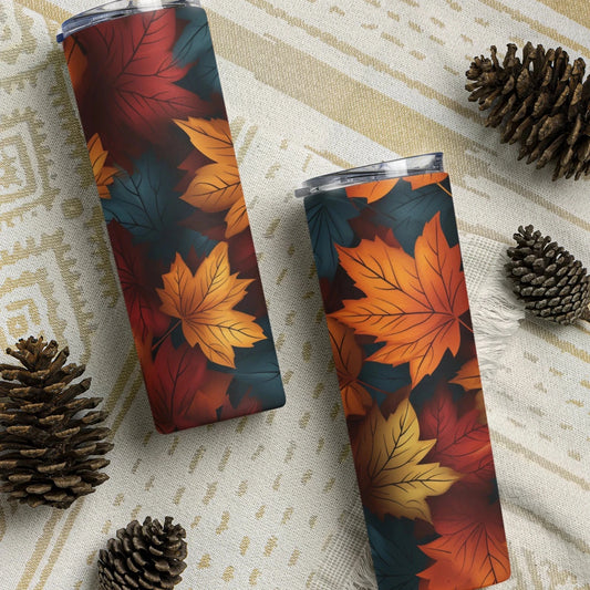 September 2025 - Fall Leaves - 20oz Stainless Steel Tumbler