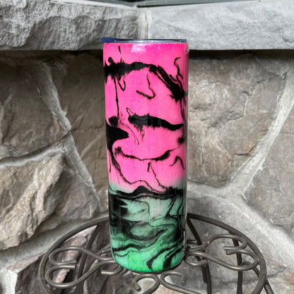 Pink & Green GLOW – 20oz Epoxy Tumbler