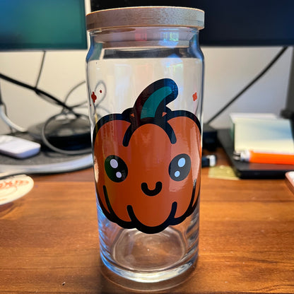 Kawaii Pumpkin - 20oz Glass Tumbler