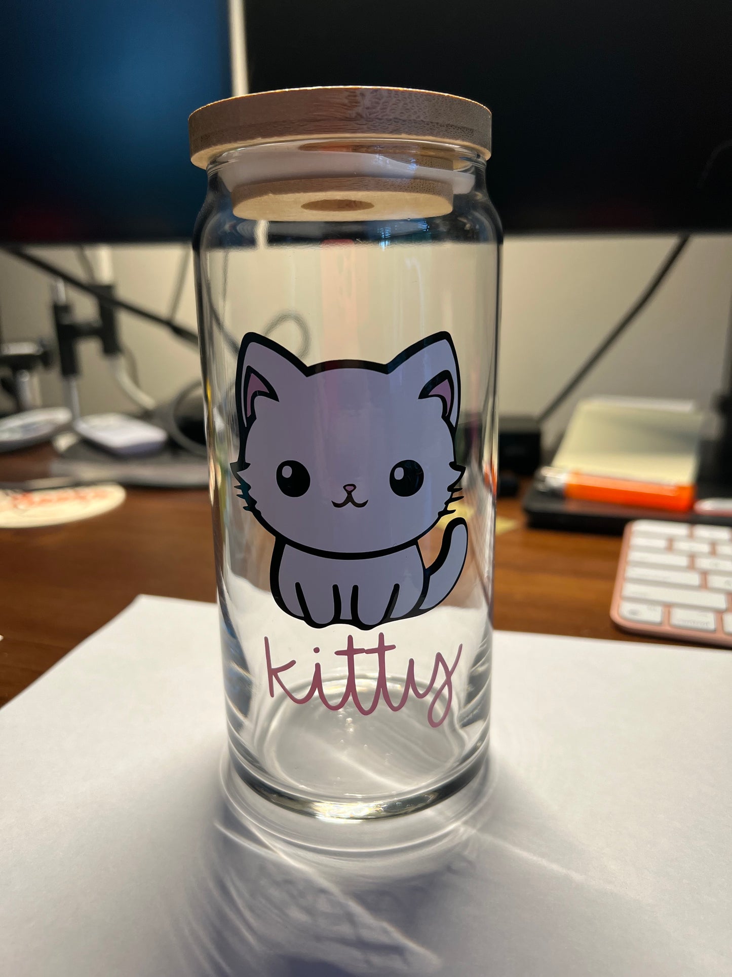 Kawaii Kitty - 20oz Glass Tumbler