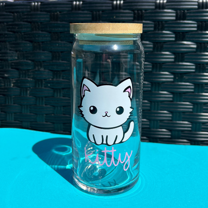 Kawaii Kitty - 20oz Glass Tumbler