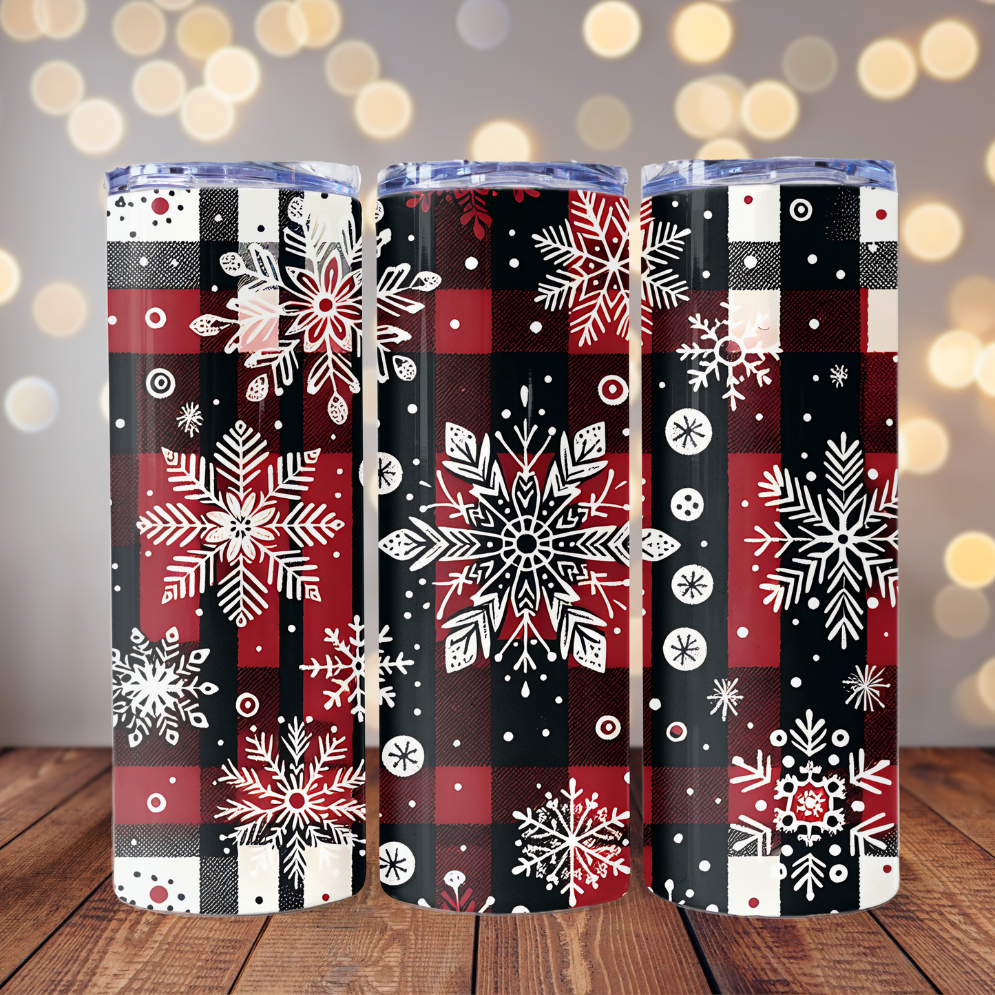 Buffalo Plaid Snowflakes - 20oz Tumbler