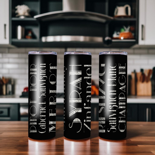 Types of Wine - 20oz Stainless Steel Tumbler