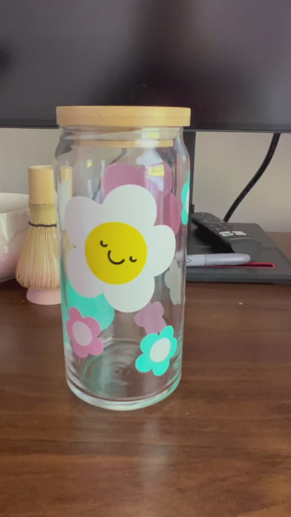 Petal Pop Kawaii Flowers - 20oz Glass Tumbler