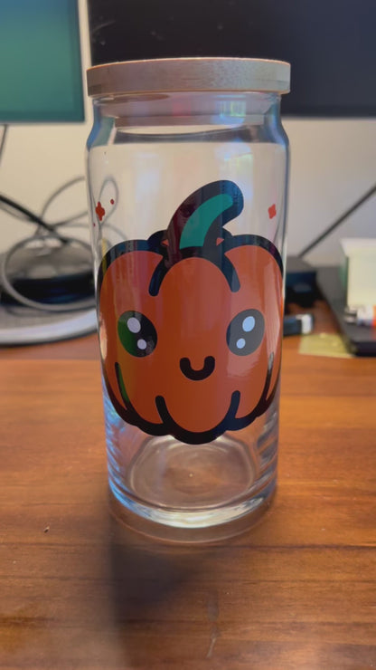 Kawaii Pumpkin - 20oz Glass Tumbler