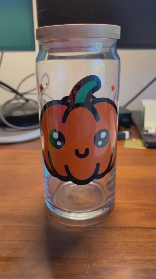 Kawaii Pumpkin - 20oz Glass Tumbler