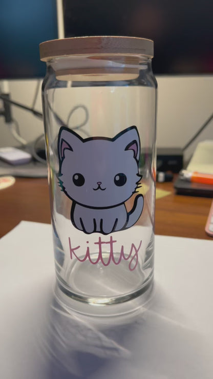 Kawaii Kitty - 20oz Glass Tumbler